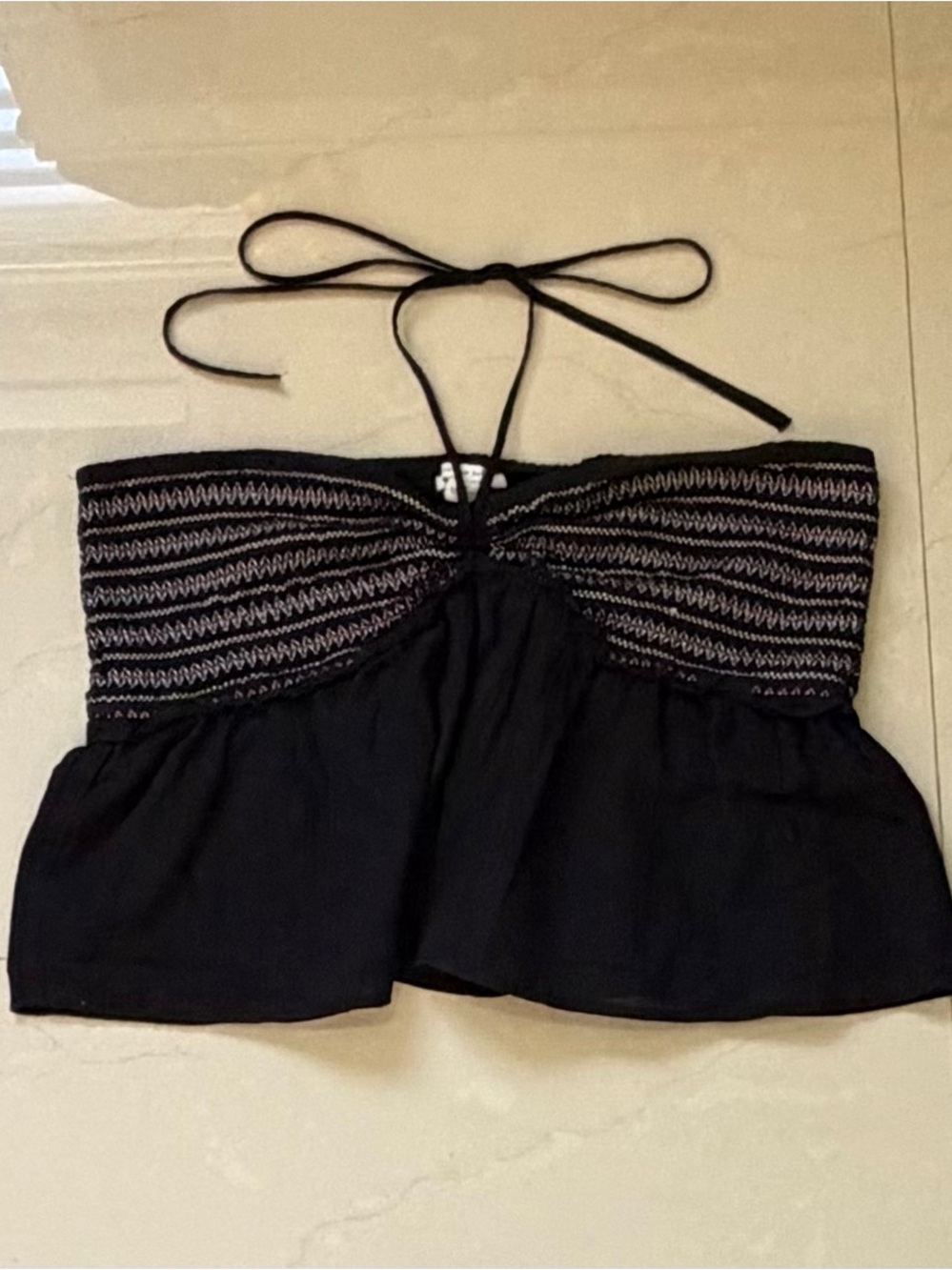 Black American Eagle top with colorful stripes